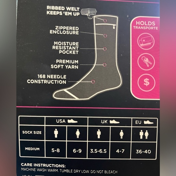 NWT Women’s Mushroom on Blue Pocket Crew Socks Size Medium - Picture 3 of 3